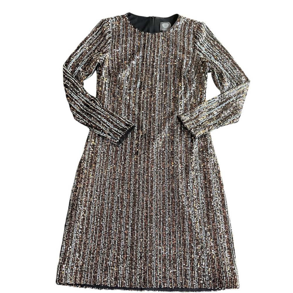 Vince Camuto Gold and Silver Long Sleeve Sequin Mini Dress Size 4 Cocktail Party - Picture 3 of 9